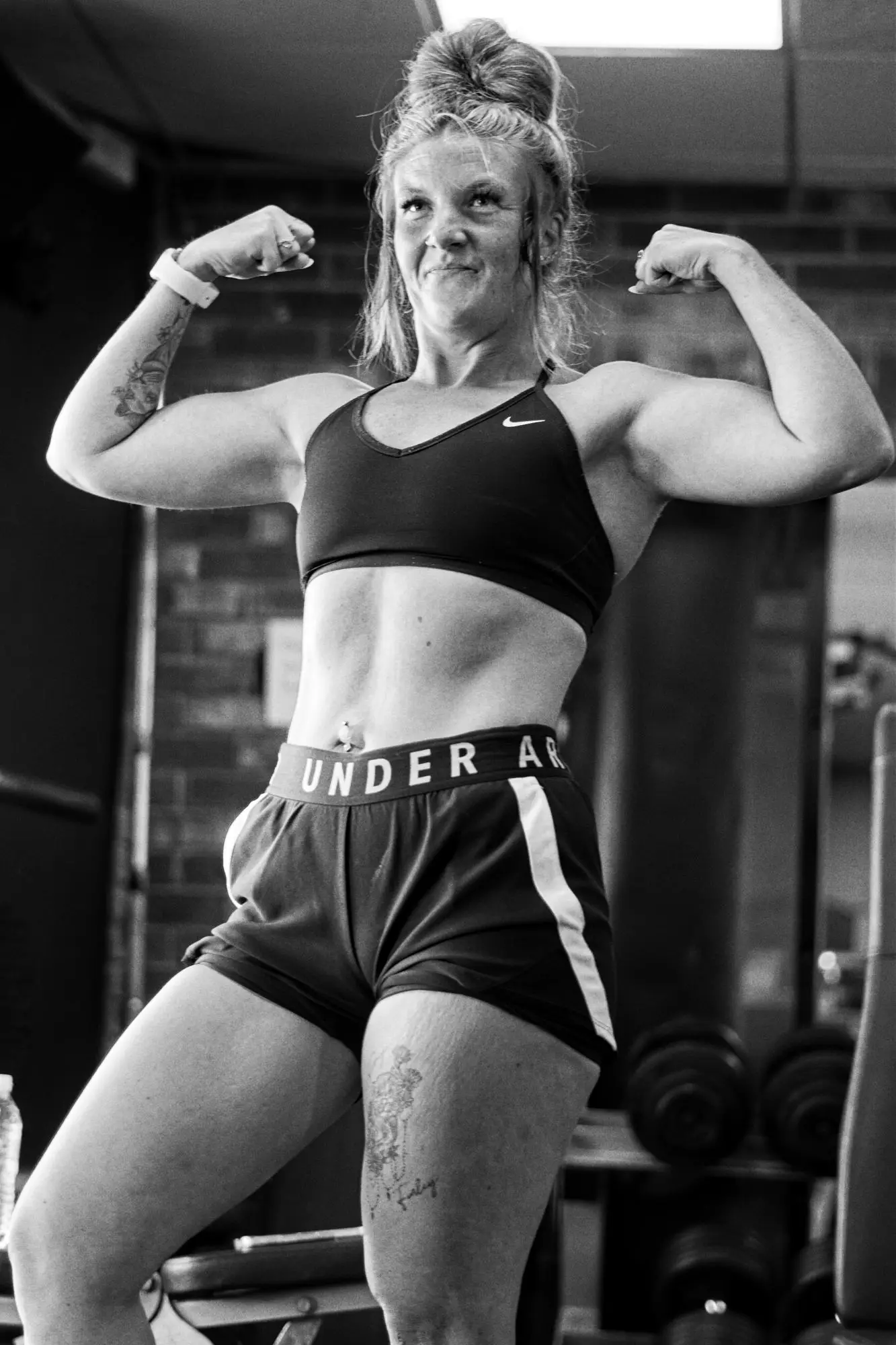 A member flexing after a strength session
